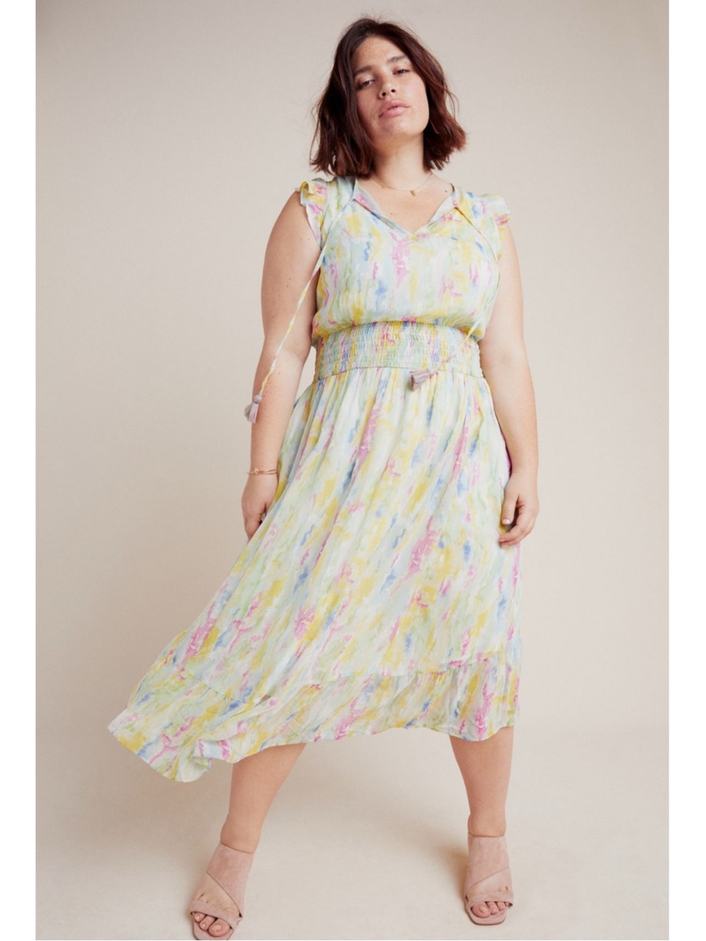 Anthropologie Watercolor Midi Dress 16W